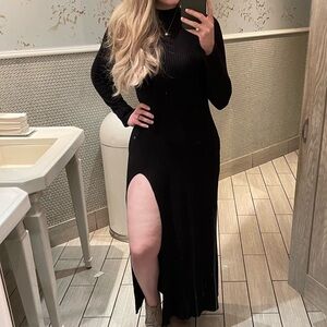 Reformation Black Albee Long Sleeve Dress